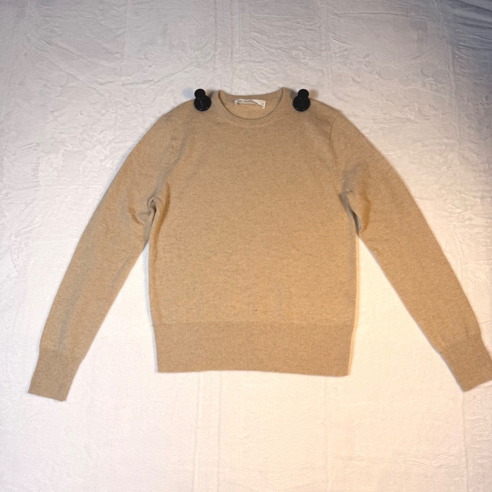Everlane ReCashmere Crewneck Sweater Tan Beige 100% Cashmere Size XS